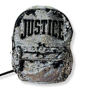 ✨ Justice Silver Reversible Sequin Laptop Backpack ✨
